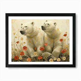 Floral Animal Illustration Polar Bear 1 Art Print