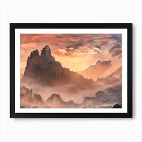 Sun Rise Mountain Scene Art Print