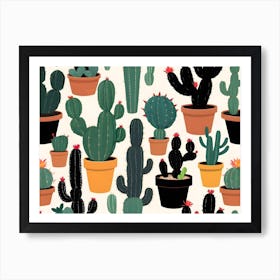 Cactuses In Flower Pots Art Print