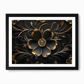 Gold Floral Wallpaper 1 Art Print