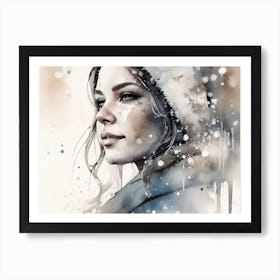 Beautiful Woman in a Winter Wonderland II, Winter fairy tale, snow, ice queen, Christmas idyll, winter, beauty, landscape, silence, winter wonderland, fairy, woman, Christmas, ice Art Print