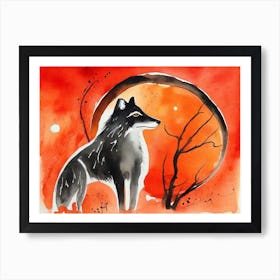 Wolf In The Moonlight 10 Art Print