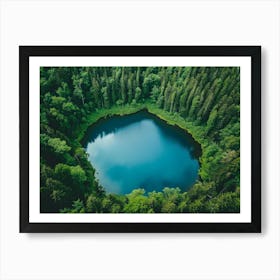 Blue Lake In The Forest Art Print