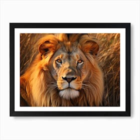 African Lion Close Up Realism 3 Art Print