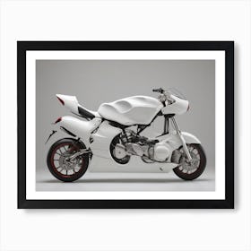 White Motorcycle Art Print