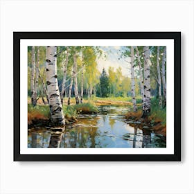 Birch Trees Reflecting In The Water Art Print