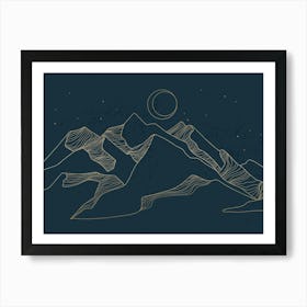 Moon And Mountains Art Print