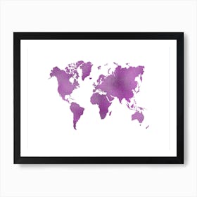 Purple World Map Art Print