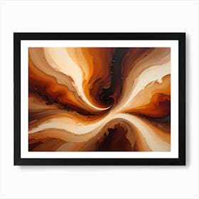 Abstract Background With Swirling, Flowing Lines In Shades Of Brown, Beige, And White, Resembling A Coffee Swirl Art Print