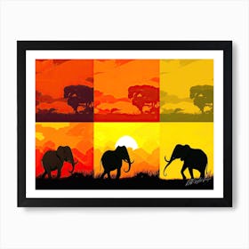 Serengeti Animals - Elephants Collage Art Print