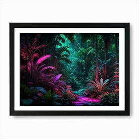 Futuristic neon cyberpunk jungle 10 Art Print