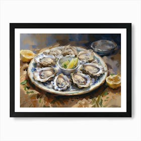 Citrus And Shells A Vibrant Oyster Platter Still LIfe Painting Poster