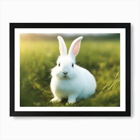 White Rabbit In Grass 1 Art Print