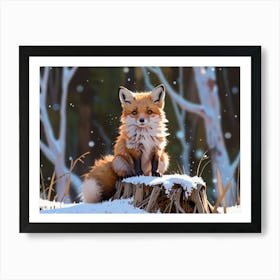 Fox In The Snow 3 Art Print