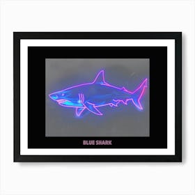 Neon Pink Blue Shark Poster 2 Art Print