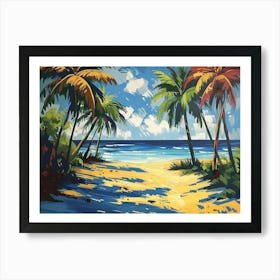 Palm Trees On The Beach Art Print