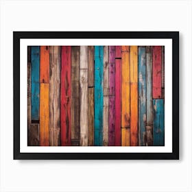 Colorful wood plank texture background 5 Art Print