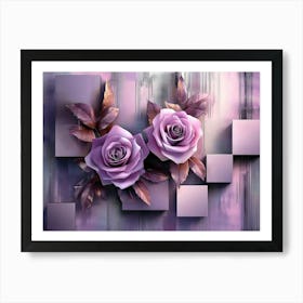 Purple Roses On Cubes Art Print