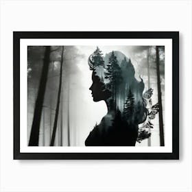 Silhouette Of A Woman - The Forest Queen Art Print