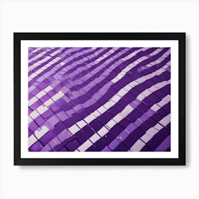 Abstract Geometric Pattern Of Purple And White Squares Arranged In A Wave Like Formation, Creating A Sense Of Movement And Dimension Art Print