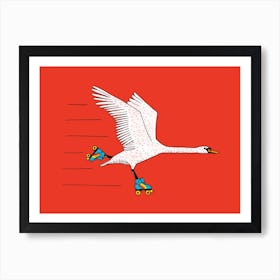 Skating Swan Art Print