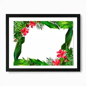 Abstract Tropical Floral Frame Intertwining Vines And Vibrant Blossoms Used As A Creative Design E (4) Art Print