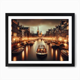 Amsterdam Canal At Night Art Print