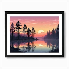 Sunset In The Forest 3 Art Print