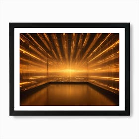 Abstract Image Of A Room Filled With Glowing, Gold Lines And Shapes, Creating A Futuristic And Digital Atmosphere Art Print