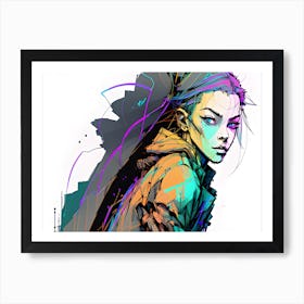 Girl With Purple Hair Art Print