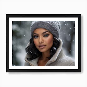 Beautiful African American Woman In Winter 6 Art Print