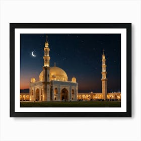 Islamic Mosque At Night Art Print