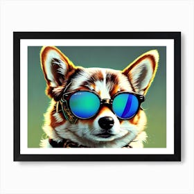 Corgi With Sunglasses 1 Art Print