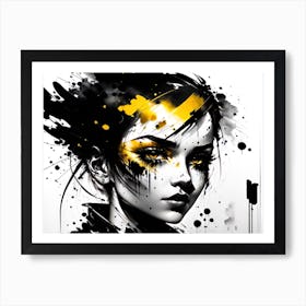 Black And Yellow Girl Art Print