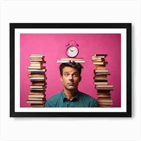 Man With Books On His Head 1 Art Print