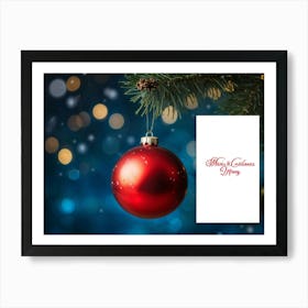 Closeup Capture Of A Red Ornament Resembling Christmas Tree Decor Hanging Delicately From A Pine Br Art Print