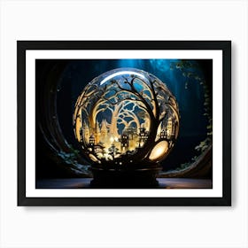 A Glowing Orb Inextricably Linked With The Mystical World Of Fairy Tales Nestled Against A Deeply S Art Print