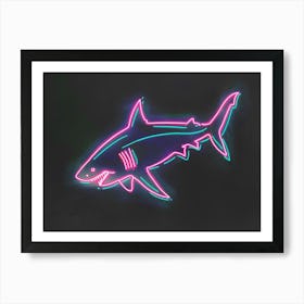 Neon Pastel Pink Blue Shark 5 Art Print