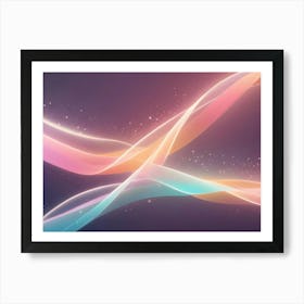 Abstract Digital Image Of Glowing Pink And Blue Lines Forming A Wave Like Pattern Against A Dark Background Art Print