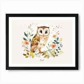 Little Floral Owl 1 Poster Art Print