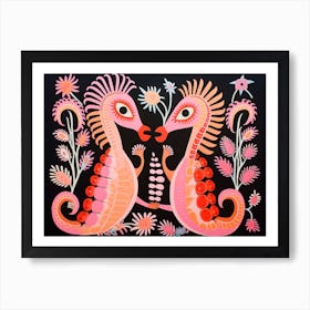 Seahorse Folk Style Animal Illustration Art Print