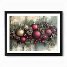 Vintage Holiday Mixed Media 5 Art Print