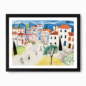 Brescia Italy Cute Watercolour Illustration 3 Art Print