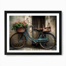 Bicycle With Basket Flowers 1 Art Print