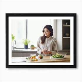 Modern Woman In Kitchen Art Print