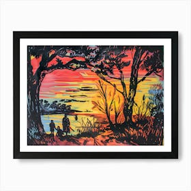 Sunset By The Lake Art Print