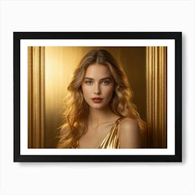 Bright Gold Metallic Border Featuring A Smooth Texture Elegantly Framing The Edge Of A Decadent A (3) Art Print