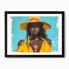 Illustration of an African American woman at the beach 38 Art Print