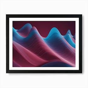 Abstract Image Of A Series Of Blue And Pink Waves, Creating A Textured And Dynamic Landscape Art Print