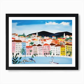 Trieste Italy Cute Watercolour Illustration 4 Póster